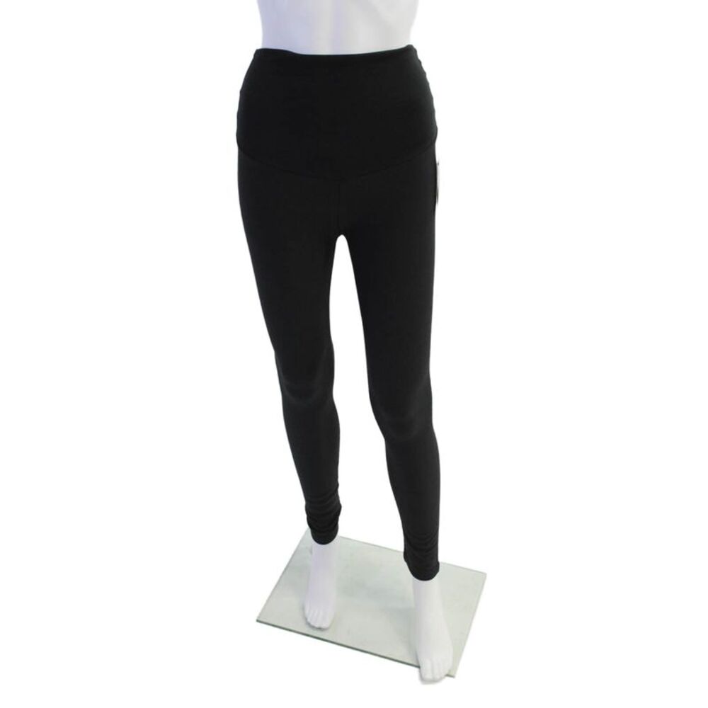 Plush Womens Fleece Lined Maternity Leggings - Black Size XS